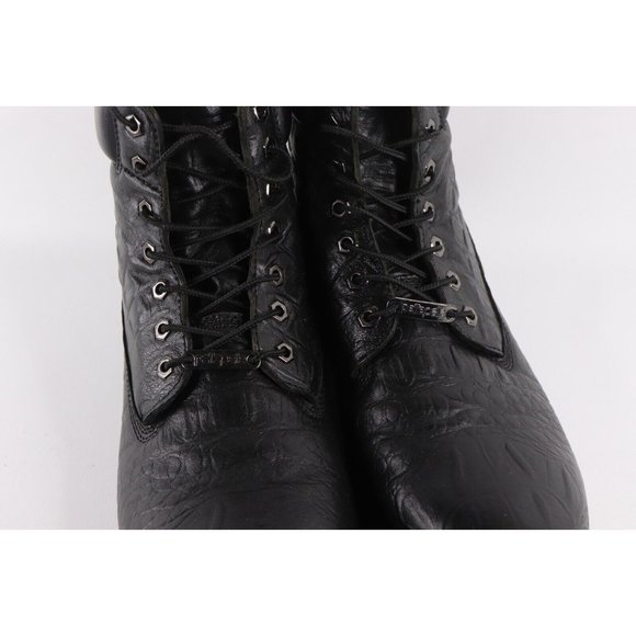 Vintage Pelle Pelle Streetwear Mens 13 Alligator Print Leather Boots Shoes Black main image 7